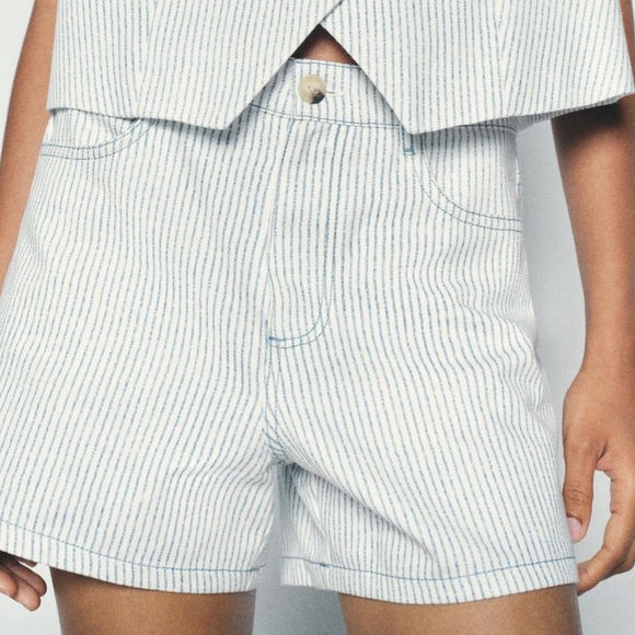 BNWT ZARA STRIPED SHORTS - Picture 2 of 3